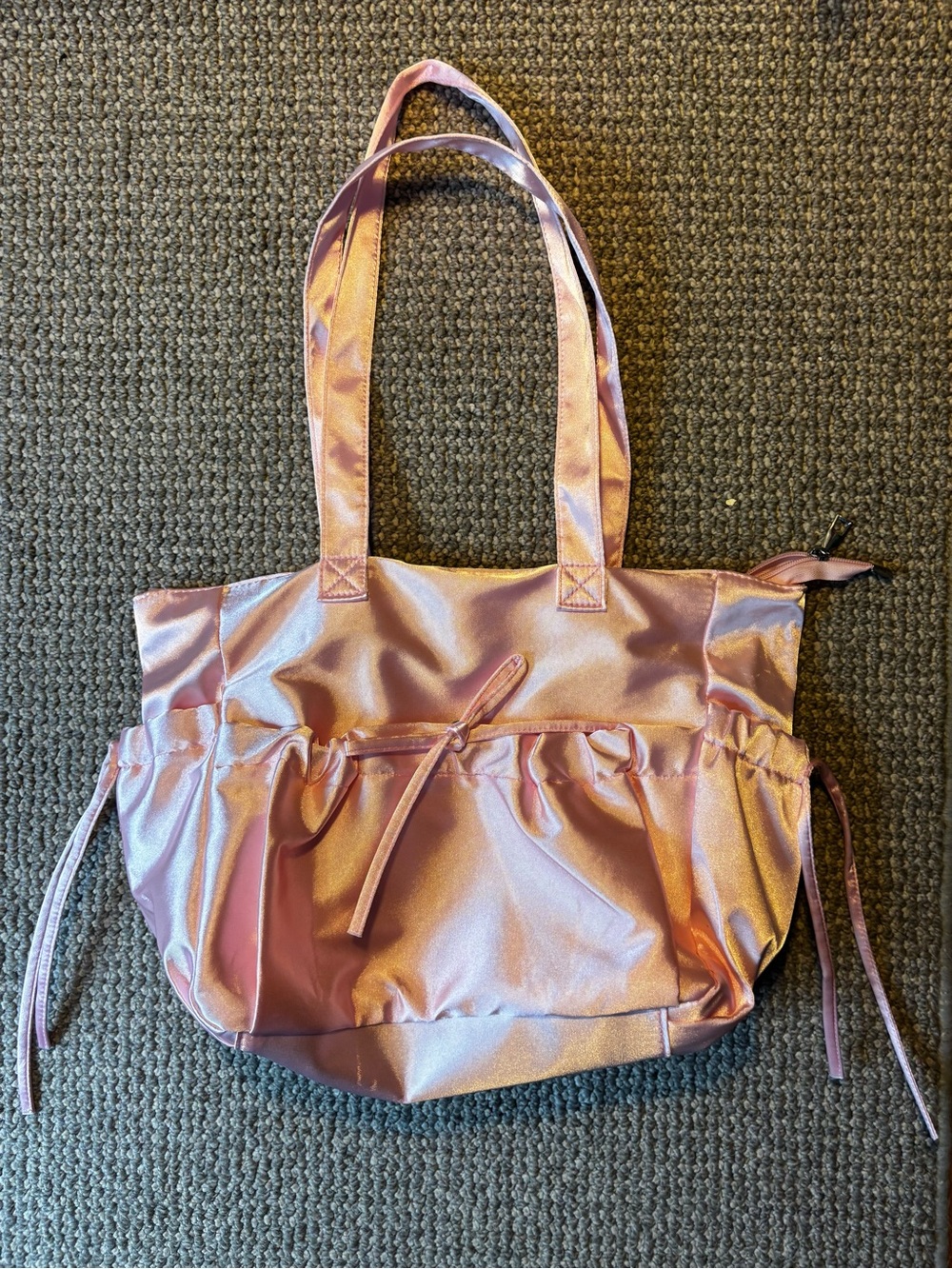 SHEIN Shimmery Light Pink Drawstring Tote